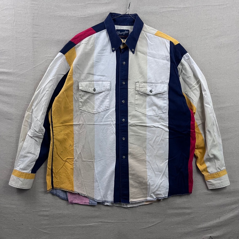 Wrangler Western Shirt XL Multi-Color‎ Striped Button Down Long Sleeve Vintage